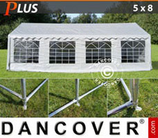 Partytent 5x8m PE, Wit + Grondframe